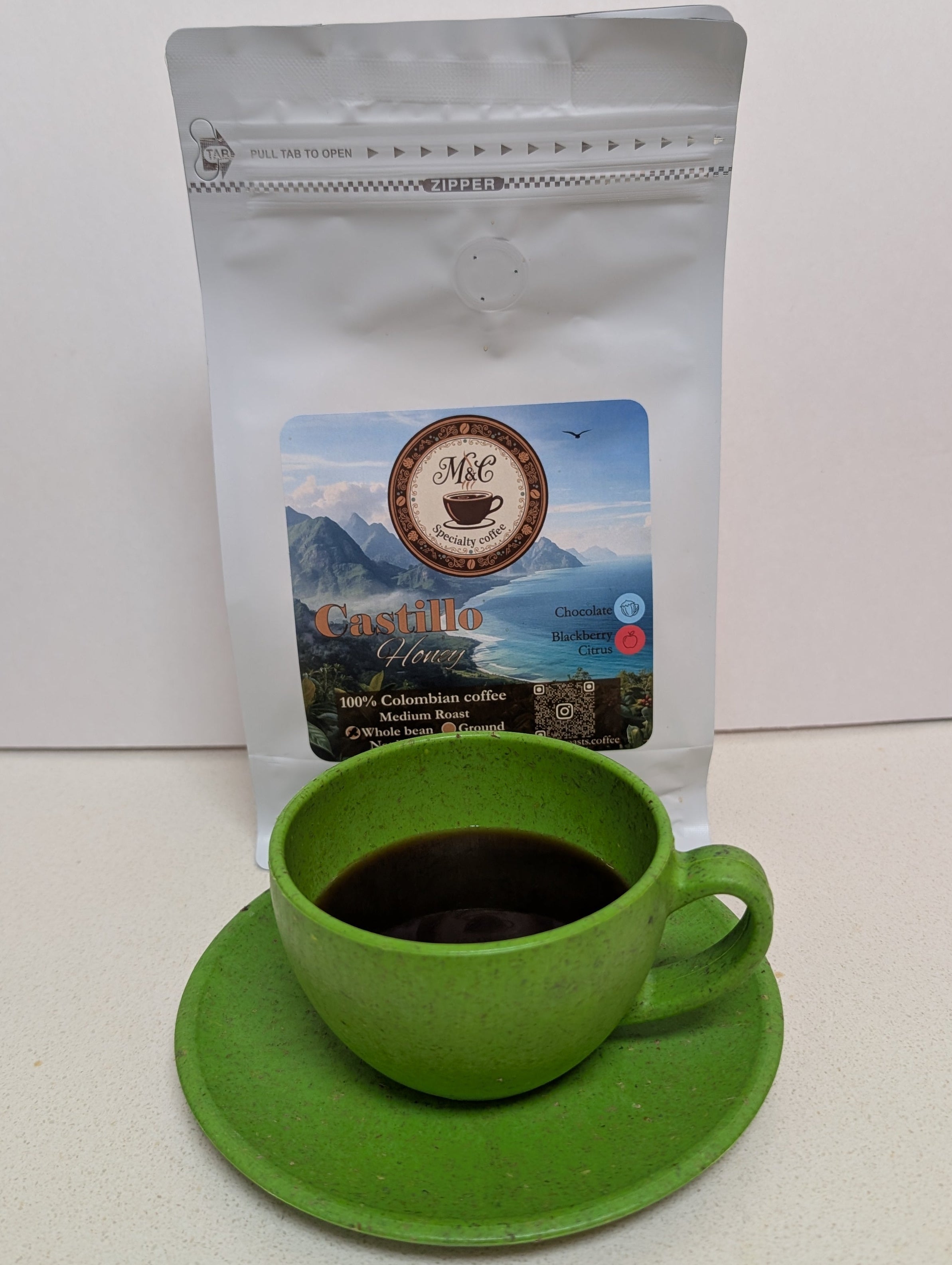 100% Colombian coffee | Castillo - honey process | Whole bean | 12oz