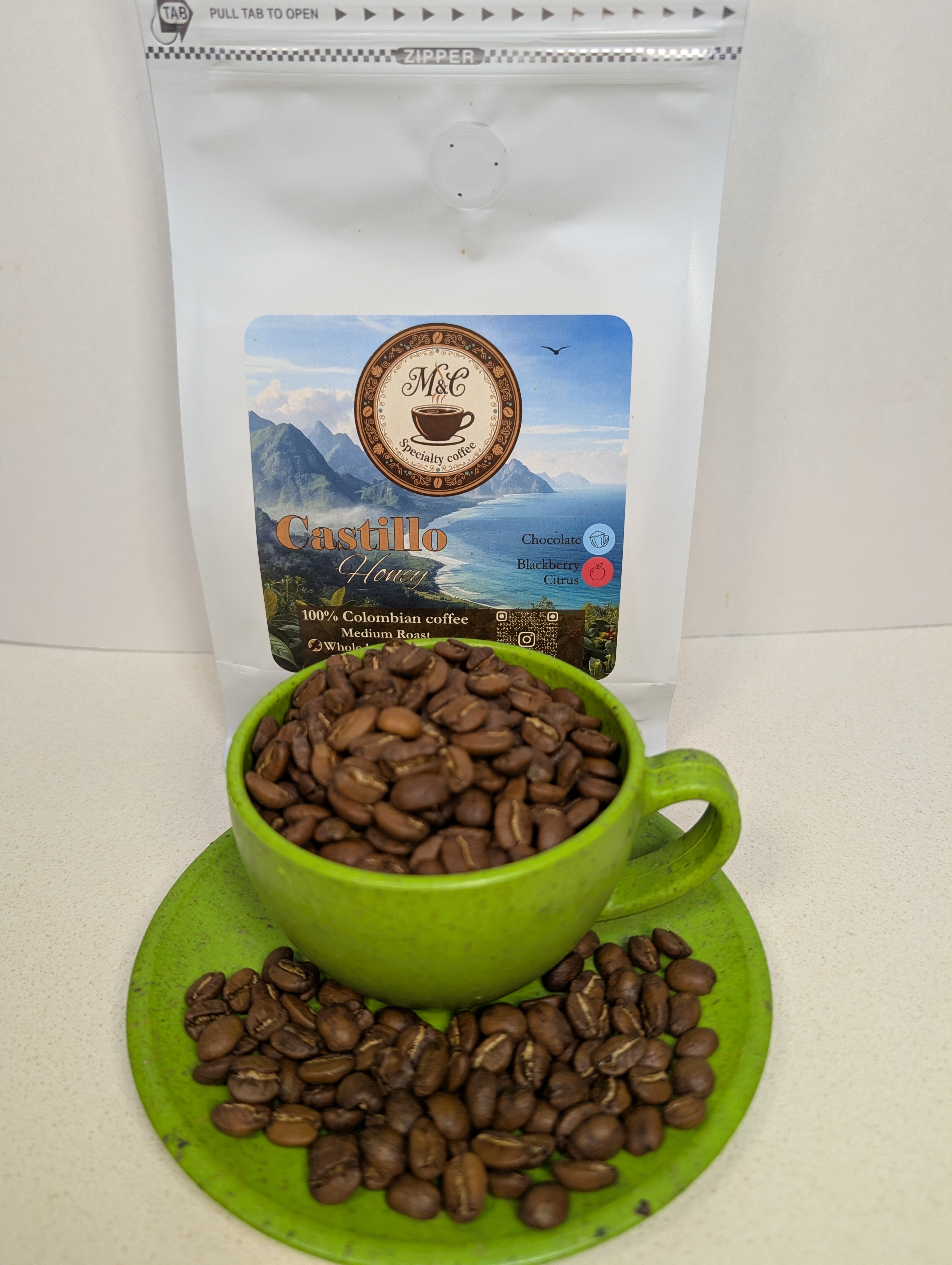 100% Colombian coffee | Castillo - honey process | Whole bean | 12oz