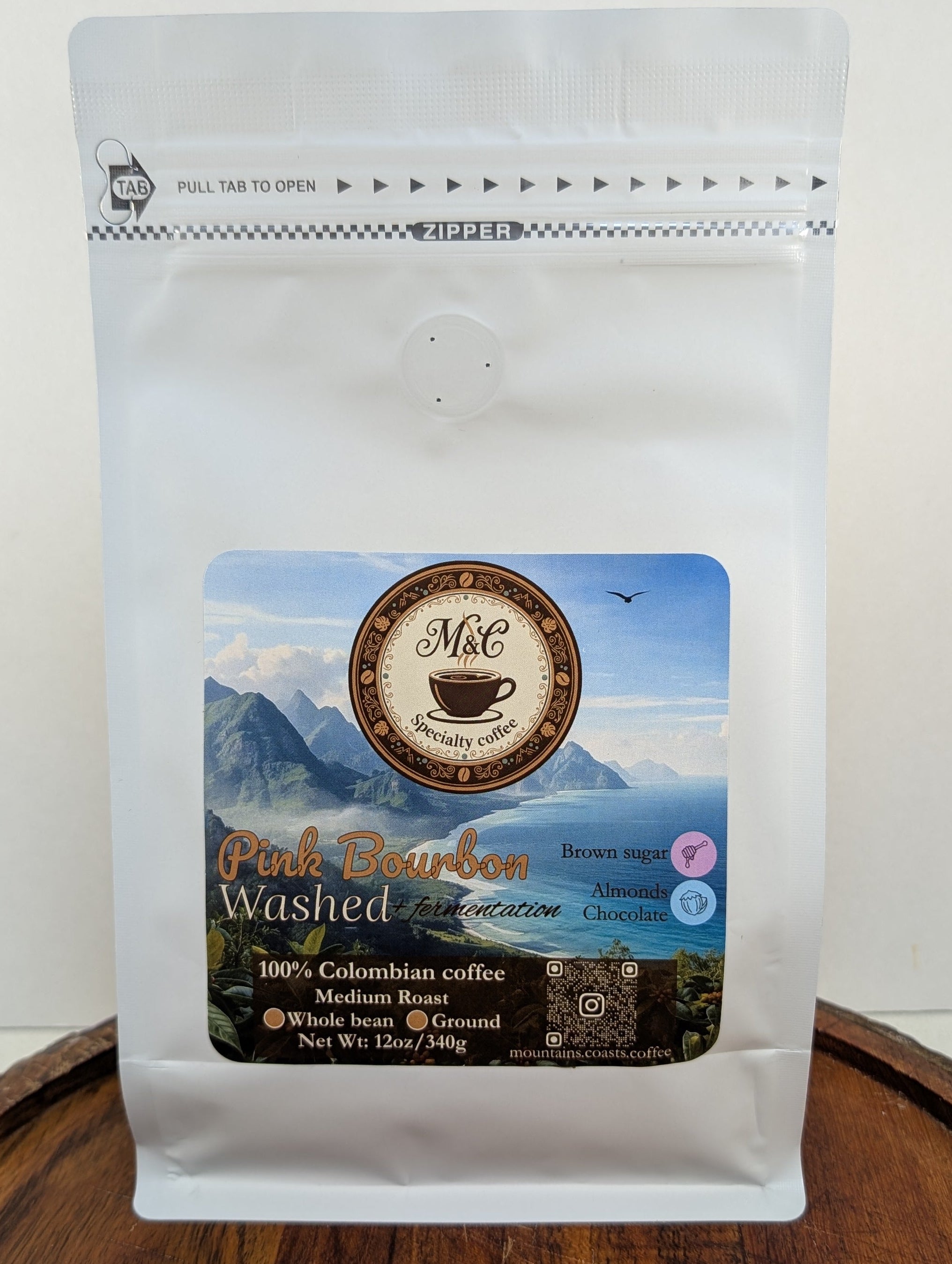 100% Colombian coffee | Pink Bourbon - washed + fermentation process | Whole bean | 12oz