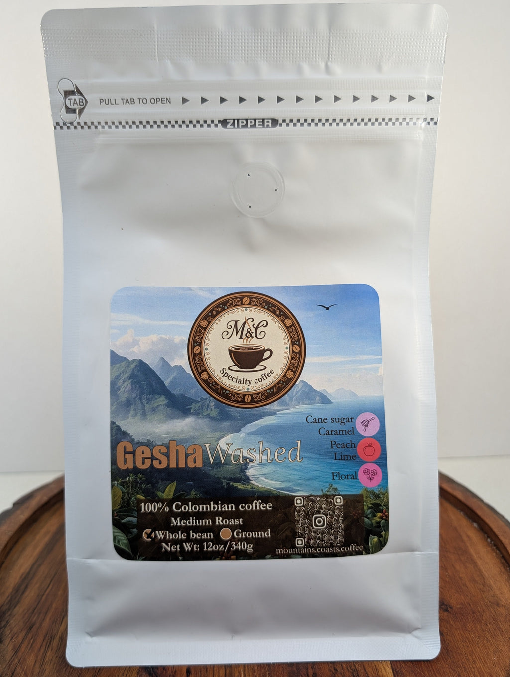 100% Colombian coffee | Gesha - washed process | Whole bean | 12oz