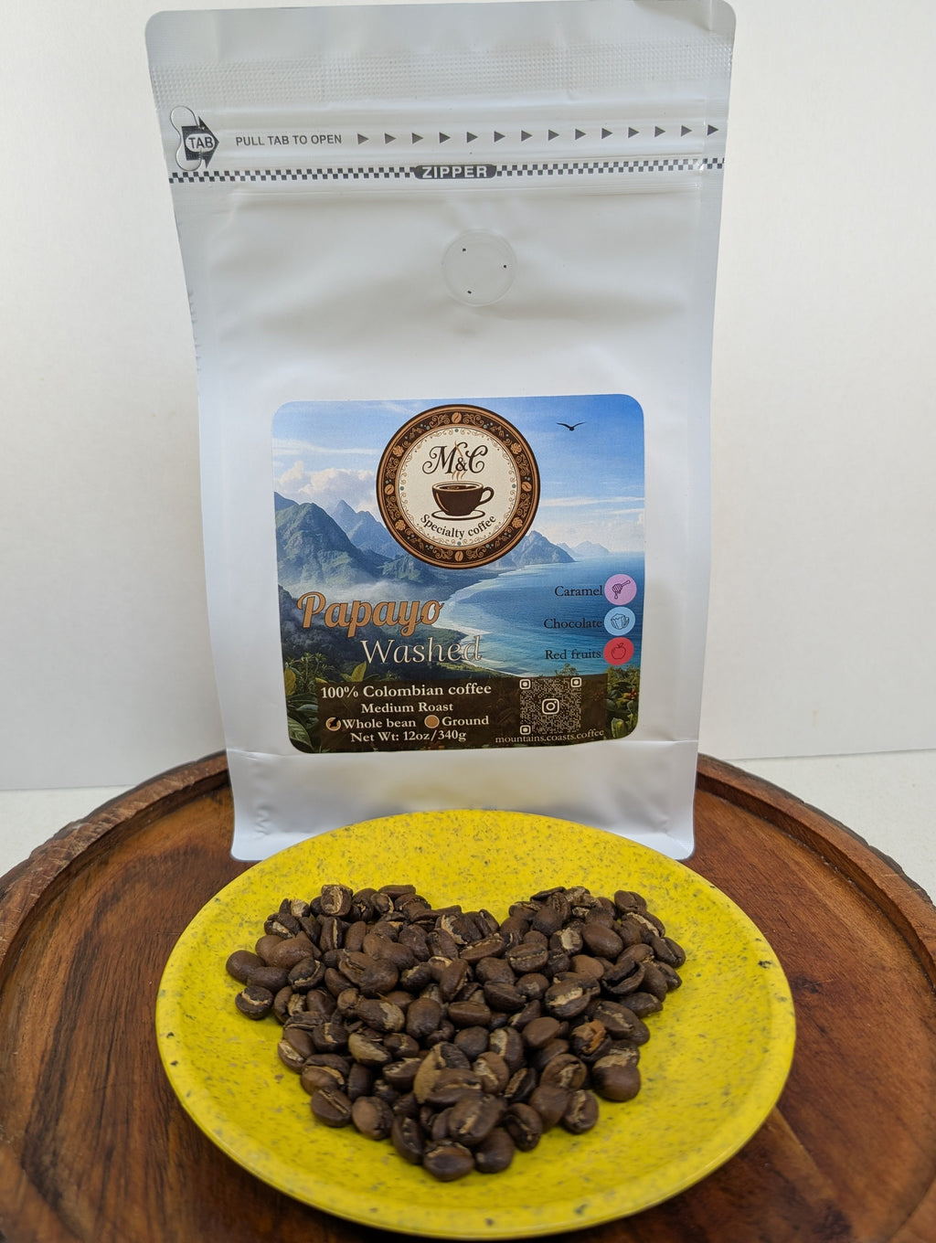 100% Colombian coffee | Papayo - washed process | Whole bean | 12oz