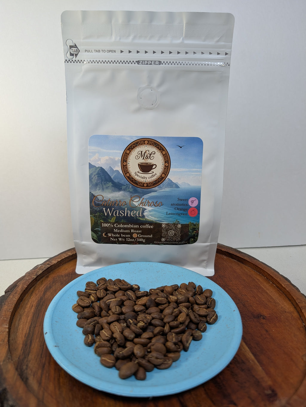 100% Colombian coffee | Caturro Chiroso - washed process | Whole bean | 12oz