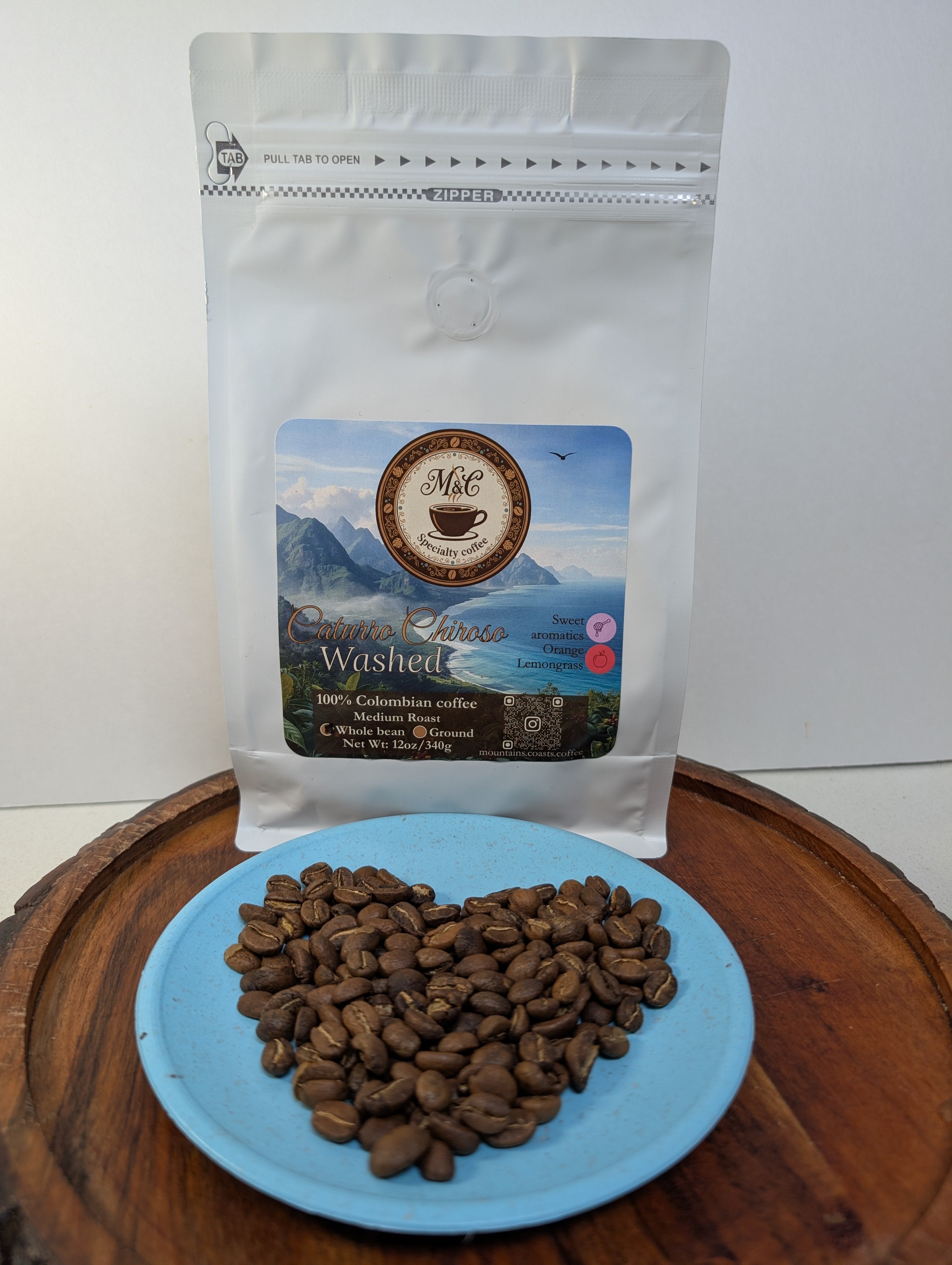 100% Colombian coffee | Caturro Chiroso - washed process | Whole bean | 12oz