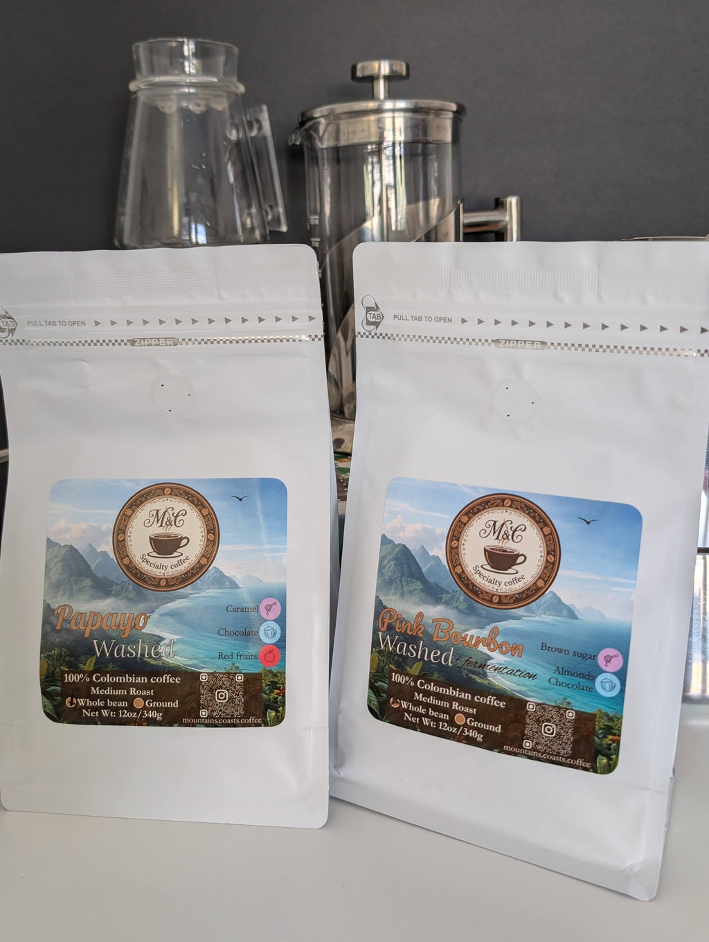 Exotic bundle | 100% Colombian coffee | Pink Bourbon & Papayo | Whole bean | 2x12oz