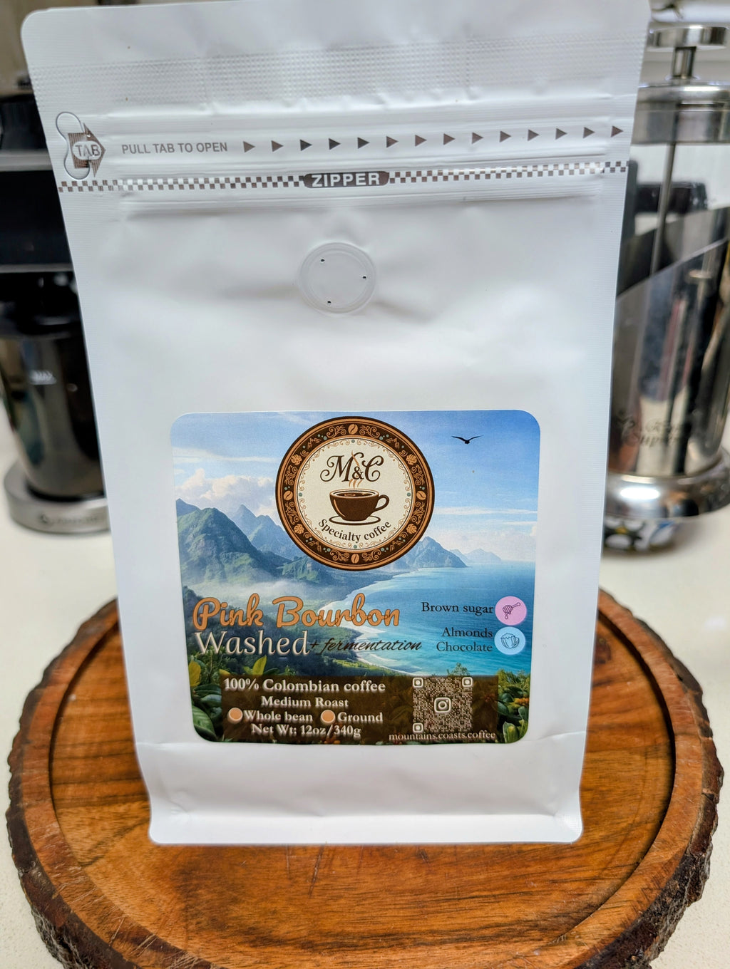 100% Colombian coffee | Pink Bourbon - washed + fermentation process | Whole bean | 12oz