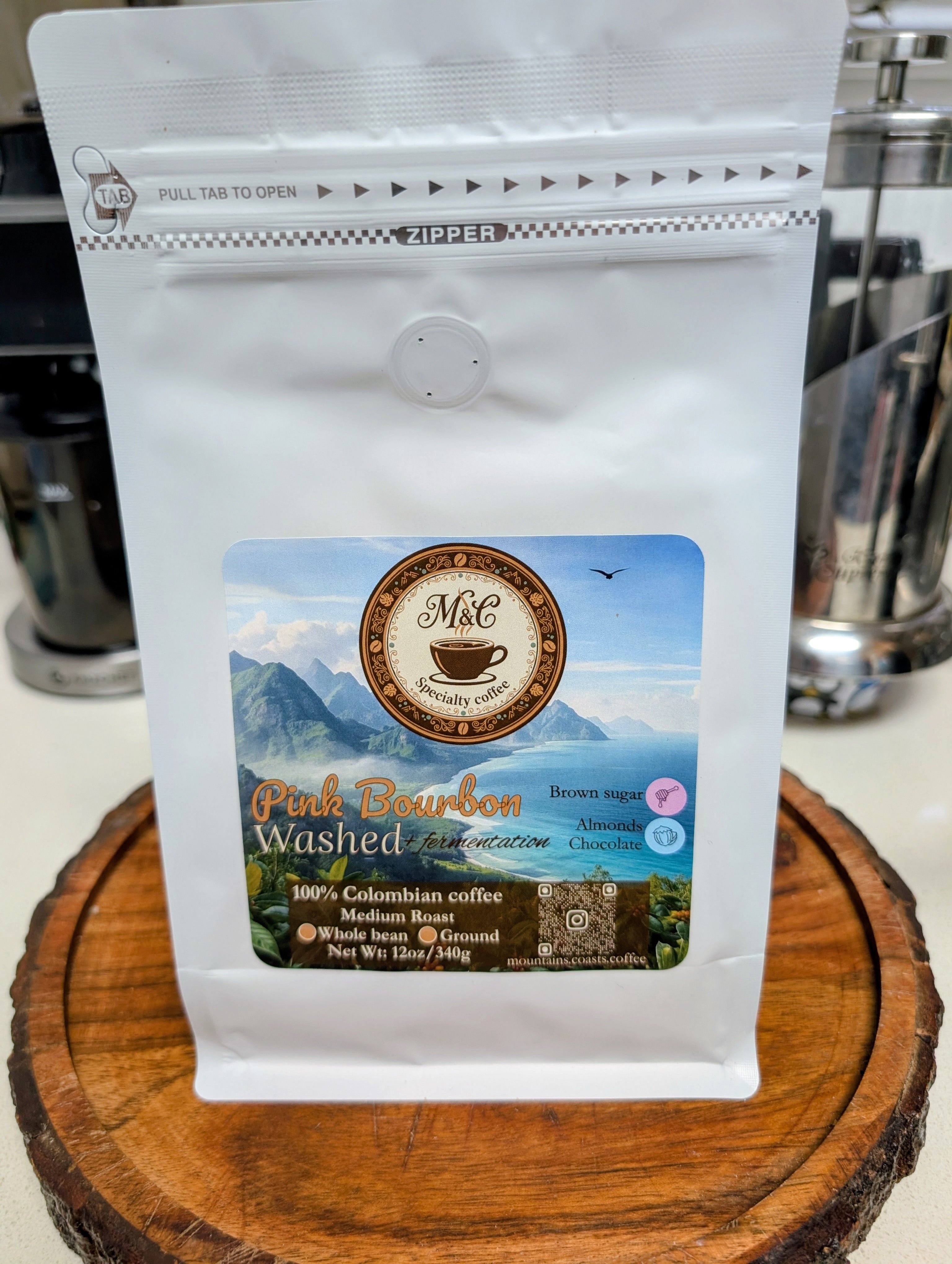 100% Colombian coffee | Pink Bourbon - washed + fermentation process | Whole bean | 12oz