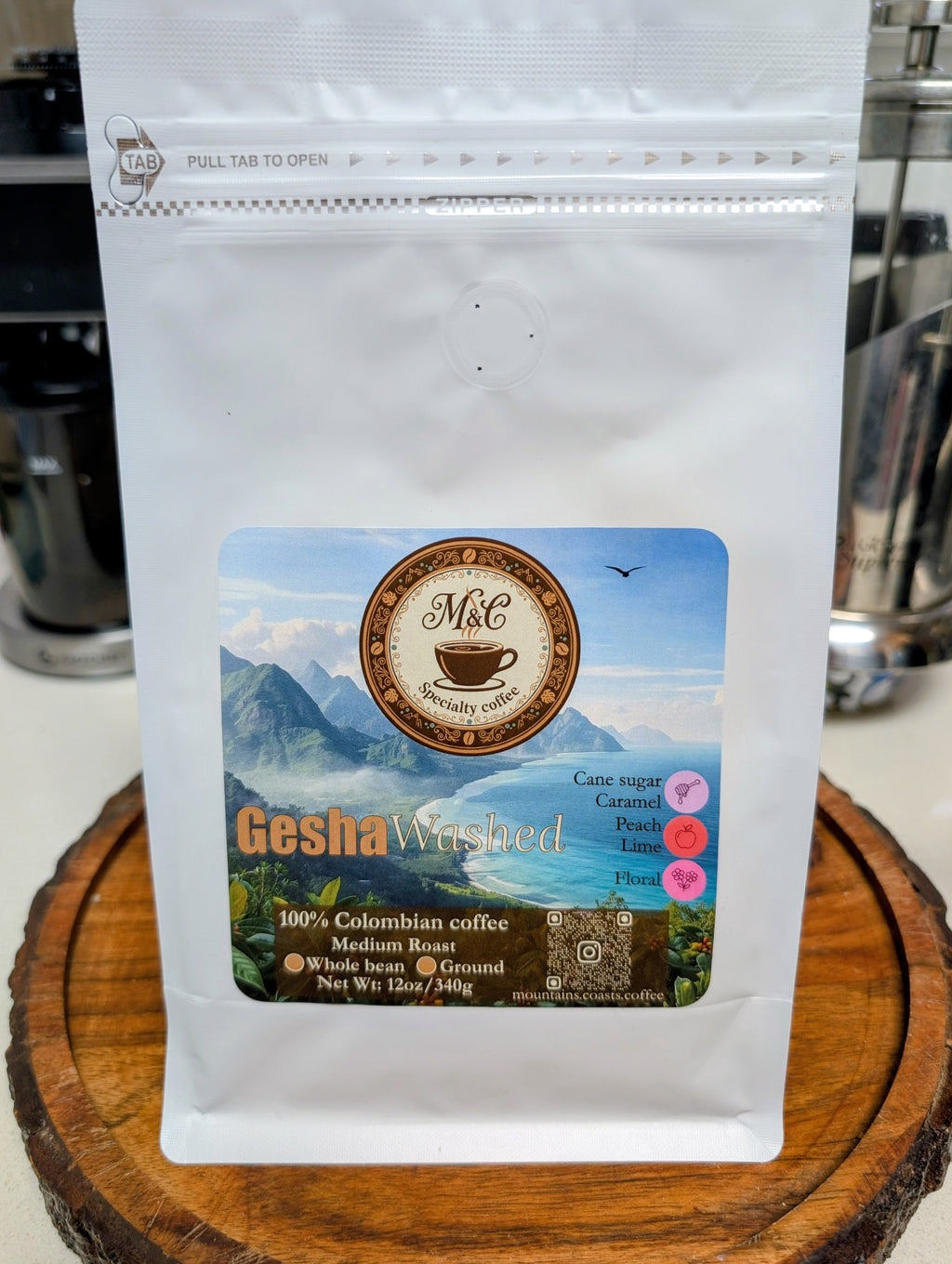 100% Colombian coffee | Gesha - washed process | Whole bean | 12oz