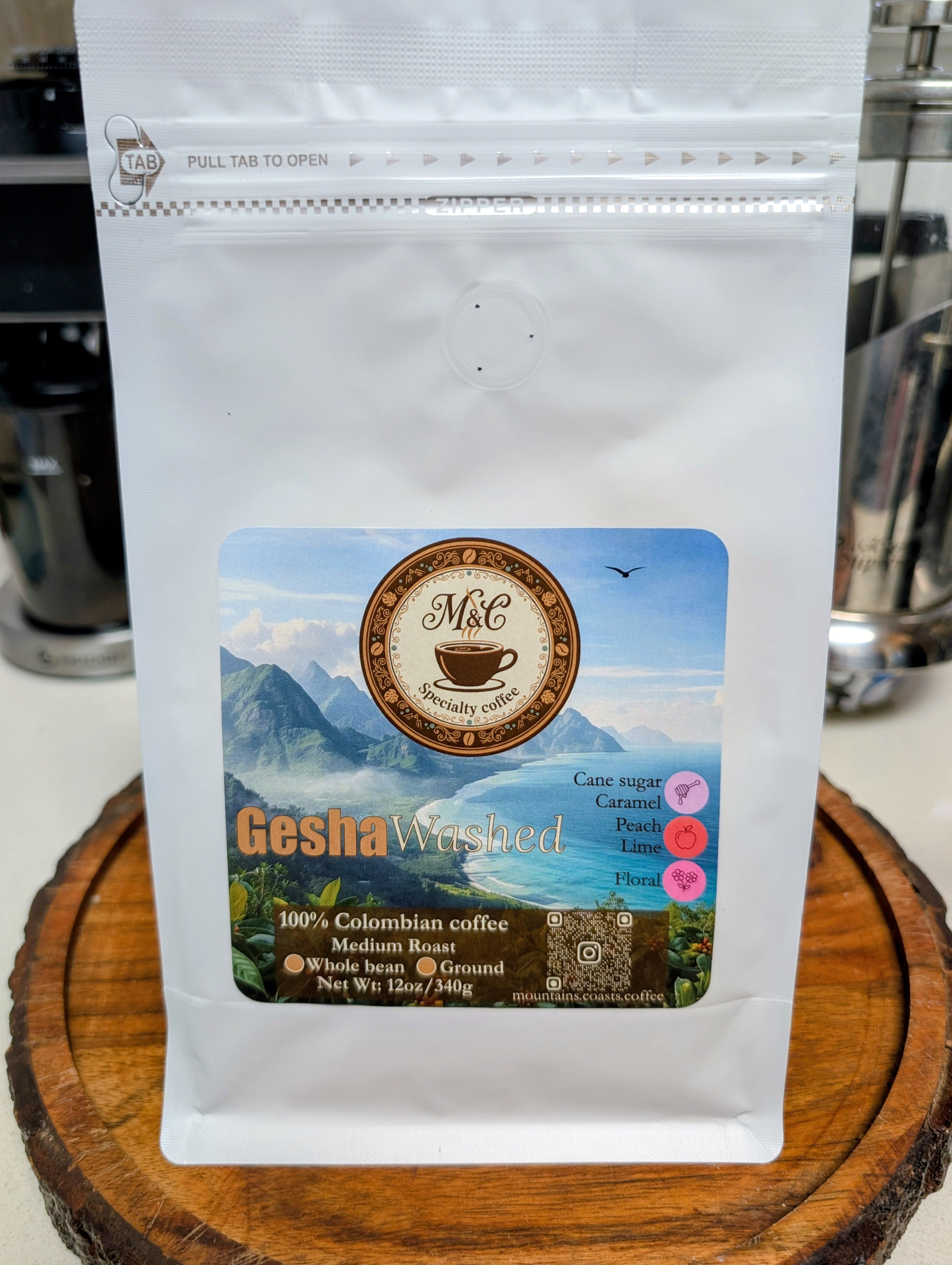 100% Colombian coffee | Gesha - washed process | Whole bean | 12oz