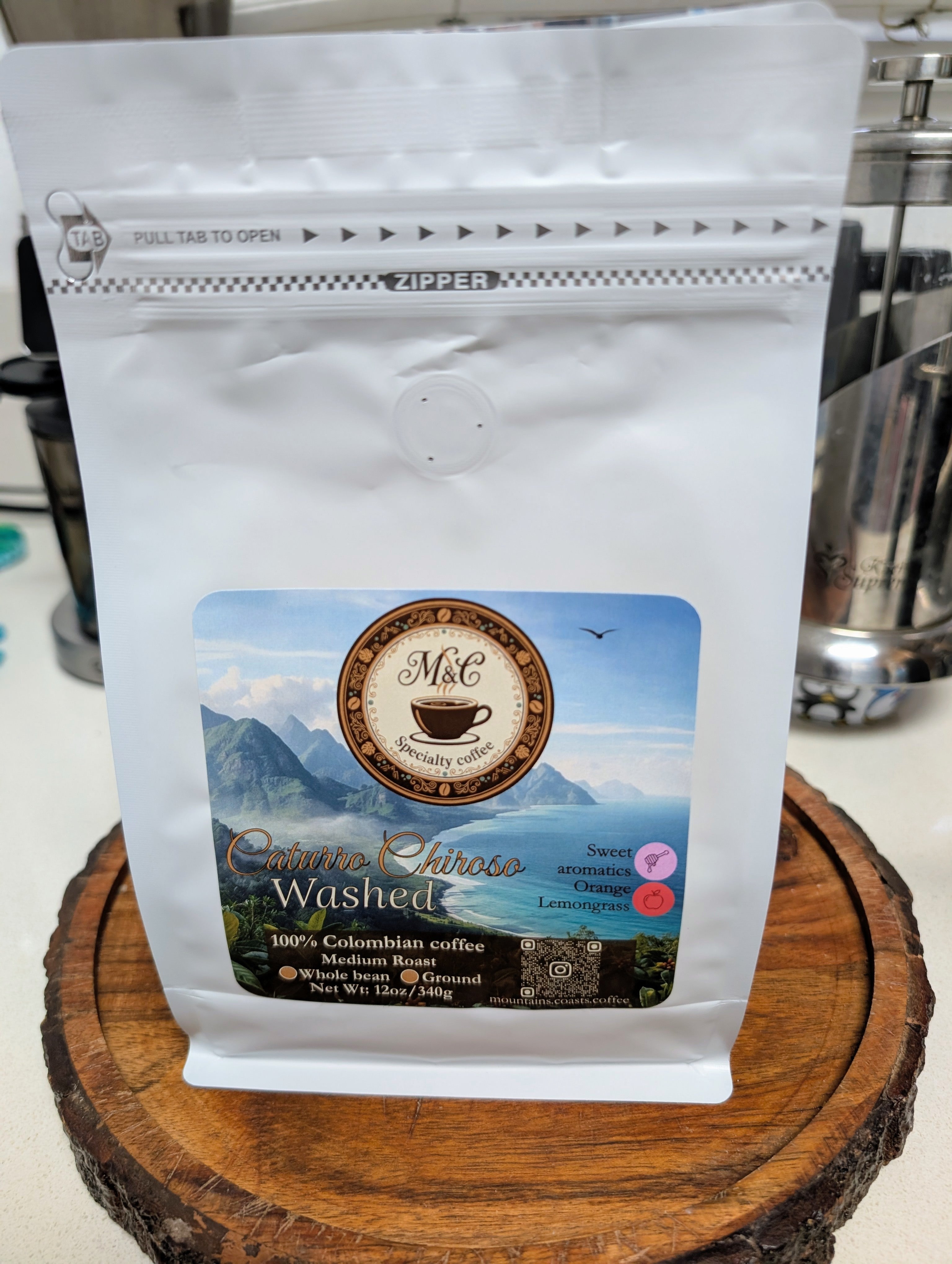 100% Colombian coffee | Caturro Chiroso - washed process | Whole bean | 12oz